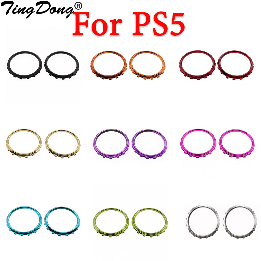 Sony Controller Dualsense - Tingdong 1ชุด = อุปกรณ์เสริมอะไหล่2ชิ้นแหวนเน้นทัมป์สติ๊กโครเมี่ยมสำหรับ Sony dualsense