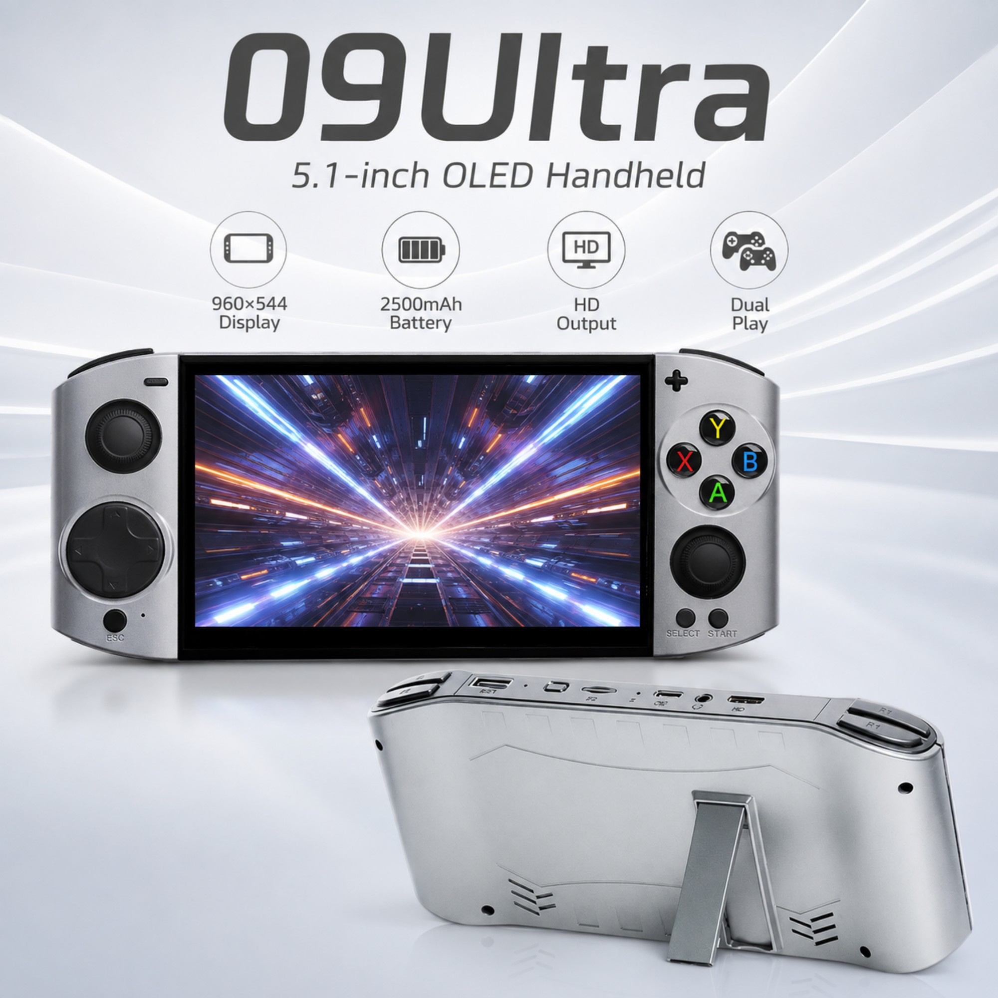 Gaming Console Os - เครื่องเล่นเกมพกพา 09 Ultra หน้าจอ OLED 5.1