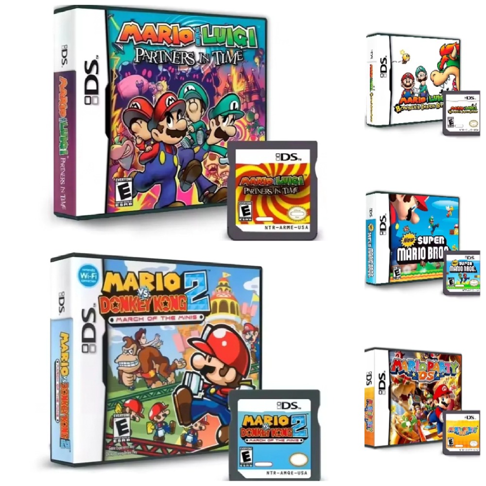 Gaming Console Portable - ตลับเกมยอดนิยมสำหรับเครื่องเล่นเกมพกพา - ซีรีส์มาริโอ การ์ดเกมวิดีโอสำหรับเครื่องเล่นเกมพกพา ใช้งานร่วมกันได้ พร้อมกล่อง