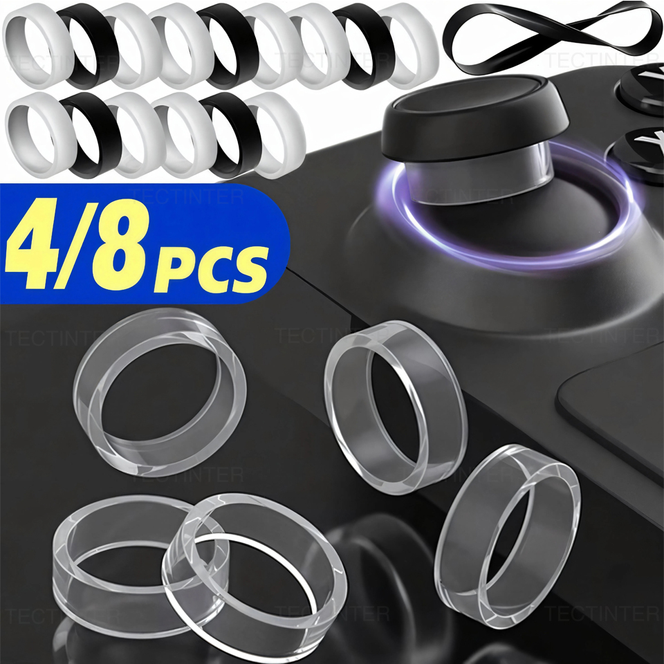 Gaming Console Monitor - 4/8 ชิ้น วงแหวนยางป้องกันจอยสติ๊กแบบยืดหยุ่นสำหรับ PS5/PS4/Steam Deck ฝาครอบวงแหวนซิลิโคนสำหรับจอยสติ๊กของ