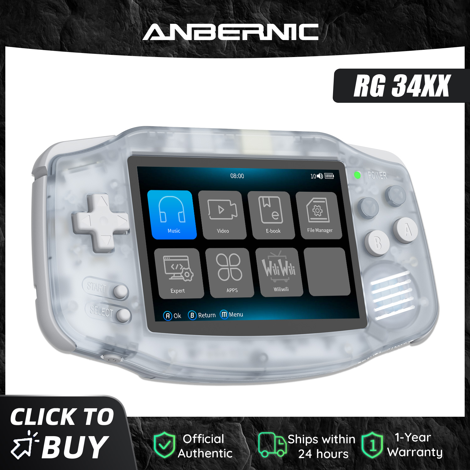 Gaming Console Years - เครื่องเล่นเกมเรโทร Anbernic NEW RG34XX พร้อมการ์ด TF